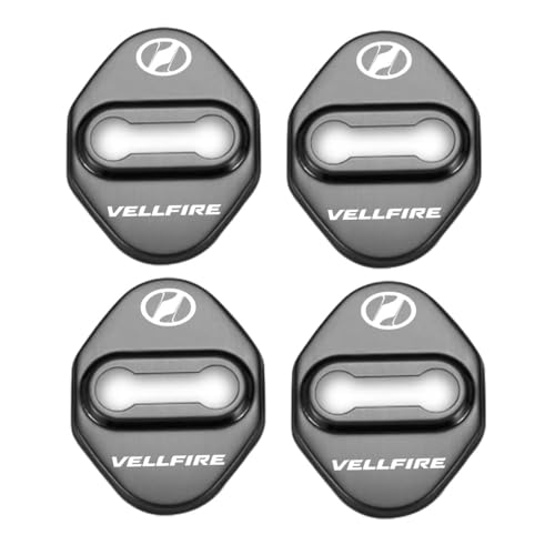 LEXLEYS トヨタ ヴェルファイア 30系に適用 ドアロックストライカーカバー ドアロックカバー ステンレスカバー 錆防止金属 装着簡単 専属ロゴ アクセサリー カスタムパーツ 4個セット(ブラック)