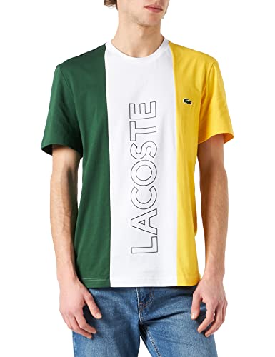 Lacoste TH1203 T-Shirt, Blanc/Vert-Genet, L Uomo
