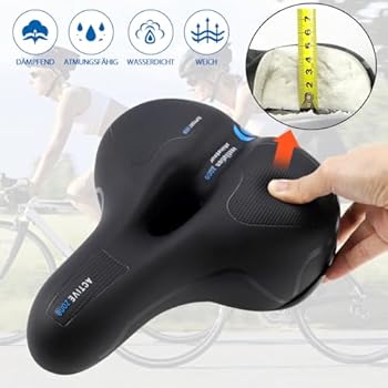 Selle De Vélo Confort En Mousse Mémoire – Large, Antidérapante, Avec Suspension – Pour Hommes Et Femmes – VTT, Ville