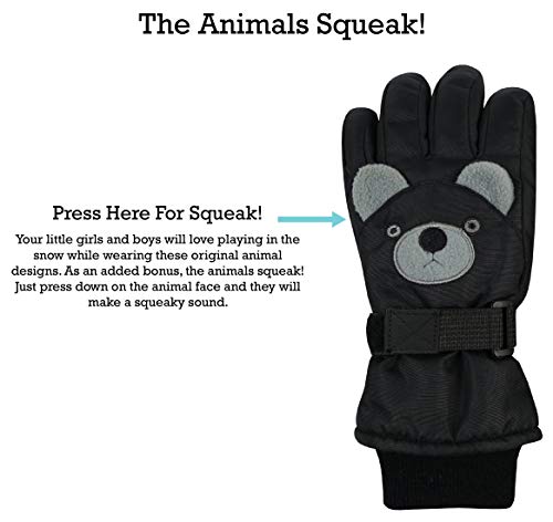 N'Ice Caps Kids Waterproof Snow Gloves Cute Animals Warm Winter Thinsulate4