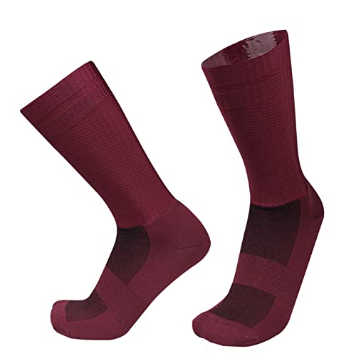 CYAEDYSOK Aero Socks Cycling Men Women Mesh Fabric Breathable Sweat-Absorbing Silicone Non-Slip Breathable Cycling Aero Socks Wine red one size 6-12
