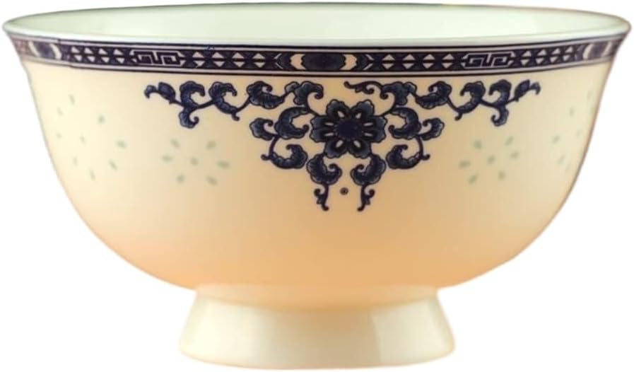 Retro Ceramic Bowls，Soup Bowl 13cm 5.1in High Foot Ceramic Bowl High-end Bone China Rice Bowl Large Household Tableware