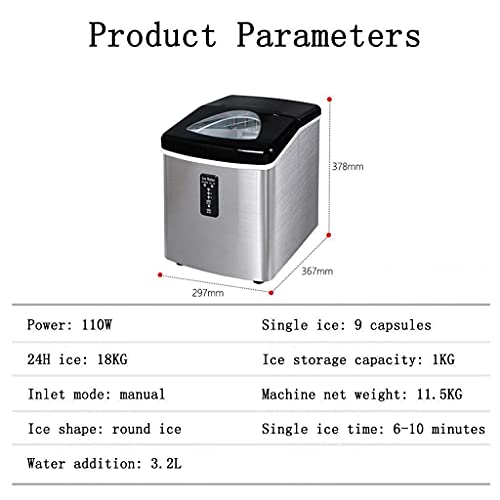 Máquina fabricadora de hielo para mostrador, hace cubos de hielo en 6 minutos, produce 39 lb (18 kg) en 24 horas, eléctrica, capacidad 3,2 L, marca HUSHHAAMPP miniatura 7