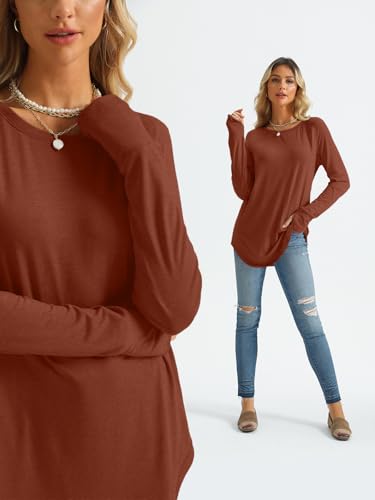 Image of AUTOMET Womens Long Sleeve Tunic Tops Crew Neck Casual Loose Fit Shirts