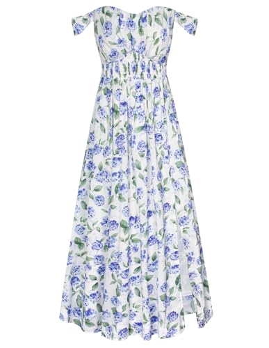 Image of GRACE KARIN 2026 Women's Summer Floral Wedding Guest Dress,Beach Flowy A Line Maxi Off Shoulder Bridesmaid Dresses