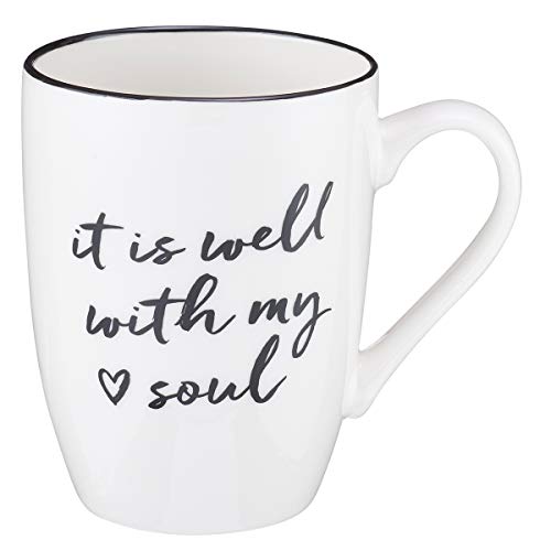 Well With My Soul Ceramic Christian Coffee Mug for Women and Men - Inspirational Coffee Cup and Christian Gifts, 12oz