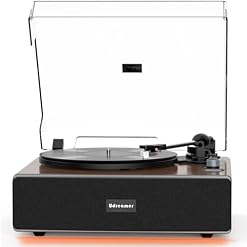 Udreamer Vinyl Record Player with Bluetooth Input, All-in-One Turntable with Built-in Speakers, AT-3600L Cartridge, Belt Drive 33/45 RPM, Auto Stop, Adjustable Lighting - Les Beatles, Paul McCartney, John Lennon, RIngo Starr, George Harrison