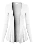 Design by Olivia Women's Long Sleeve Crochet Knit Draped Open Sweater Cardigan White L