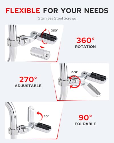 Image of Benlari Motorcycle Adjustable Highway Footpegs Style 2 Chrome Short Angled Fit for Harley Touring Street Glide Softail Dyna Sportster fits 1 inch(25mm) 1-1 /4 inch(32mm) Engine Guard