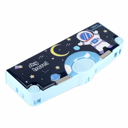 Image of LONGMIRE Plastic Space Theme Multi Functional Magnetic Pencil Box For Kids Boys & Girls Return Gifts (Multicolor)