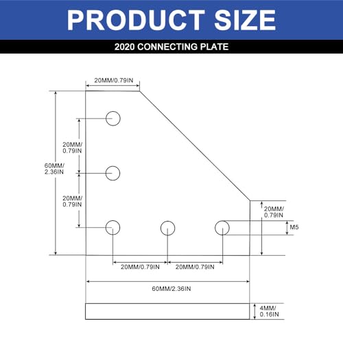 Image of 10pcs 2020 Aluminum Extrusion Joint Plate Connector Corner L Bracket 8020 V Slot Hardware T Slot Accessories with T Nuts and Screws for Aluminum Profile 3D Printer Frame Black