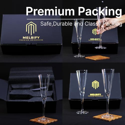 Image of Melbify Aviary Wine Glasses | Set of 2 | 200 ml | Wide Mouth | Luxury | Crystal Wine Glass Set | Luxury Wine Glasses | Fancy Wine Glass Set | Gift Pack