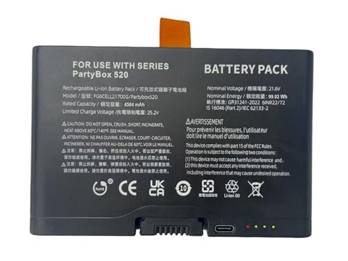 Battery 600 für JBL Partybox Stage 520 720, JBL Boombox 4 mit USB-C Ladefunktion und Powerbankfunktion für JBL Ersatzakku