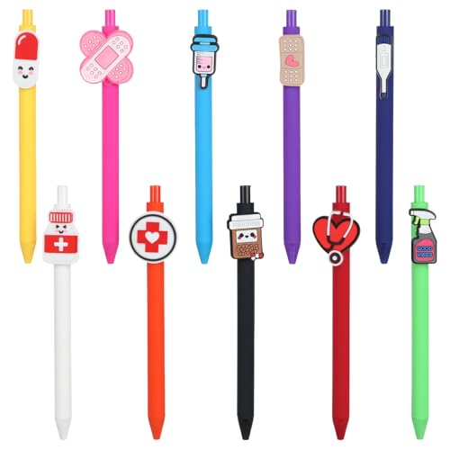 10pcs Cute Nurse Pen,Funny Nurse Pens with Heart in Black Ink for Cna Rn Medical Assistant Nursing Student,Nursing Week Gifts