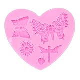 Baxnore Fondant de silicona moldeado libélula flor hoja patrón antiadherente reutilizable bandeja de hornear de silicona para decoración de pasteles para panaderos y chefs caseros