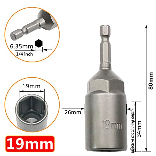 RZJZGZ Ensemble de douilles d'écrou plus profondes, tournevis d'écrou de 5.5 à 19 mm, outil d'extraction de boulon, douille d'extraction d'écrou de 80 mm de long – vue 3