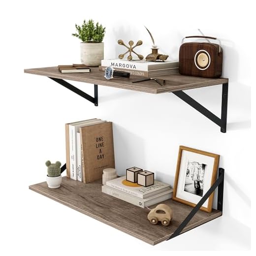 Heimlove Rustic Grey Floating Wall Shelves