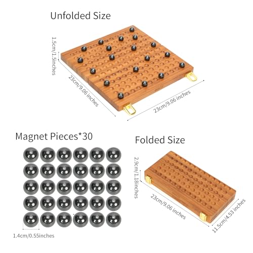 Juego de ajedrez magnético de madera con 30 bolitas metálicas miniatura 5