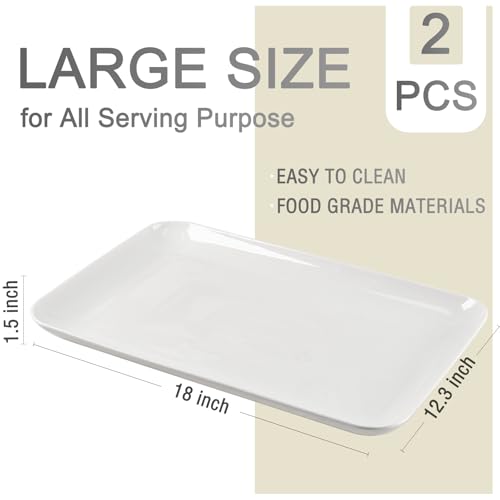 DELLING Large Serving Platter, 18" x 12.3" Serving Tray-Set of 2, White Platters for Serving Food, Serving Trays for Party, Fruit, Appetizer, Serving Trays for Entertaining at Parties and Weddings - Thumbnail 2