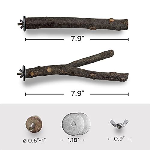 image for BIKOM 3 PCS Natural Wood Perches for Bird Cages, Bird Toys Parakeet Pe