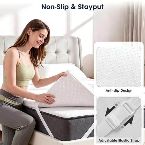 Image of VALUXE 4 Inch Gel Memory Foam Mattress Topper King Size | High Density Cooling Pad Pressure Relief Bed Topper (with Removable & Washable Bamboo Cover)