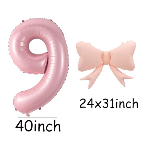 Image of Happy birthday Big Number Balloons Foil Birthday Balloon Number Balloons Happy Birthday Party Decorations Kids and Wedding Party Supplies (Light pink 9)