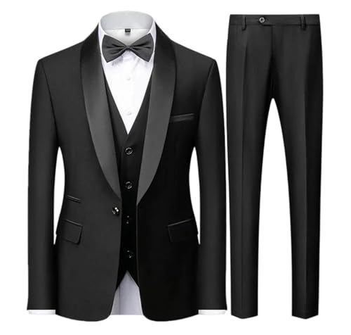 Men's Casual 3 Piece Suit Blazers Jacket Vest Pants Business Wedding Slim Formal Coat Trousers Outfit
