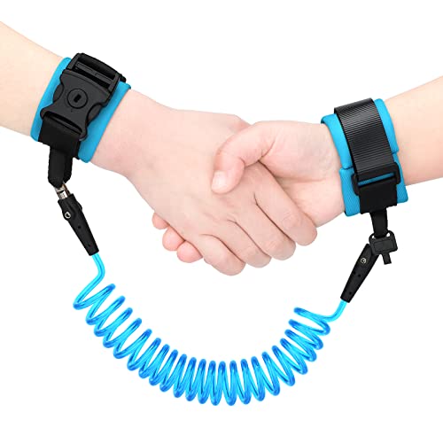 2M Bracciale Sicurezza Bambini, Maschi e Femmine, Braccialetto Antismarrimento per Bambini Ruotabile a 360°, Guinzaglio per Bambini con Serratura dai 2 Anni in su, Blu