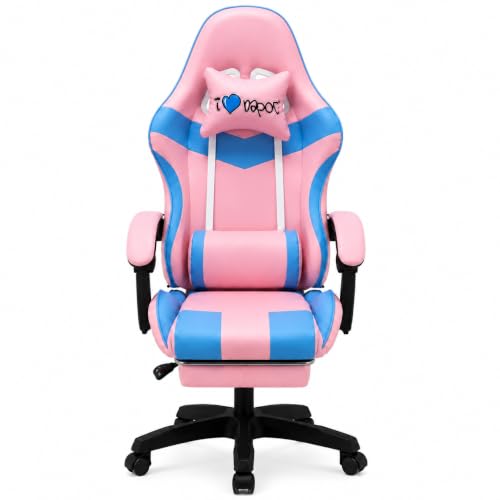 MENKËLL - Sedia Gaming Ergonomica I Love Napoli Reclinabile con Cuscini Schienale 90°-135°, altezza regolabile, rotazione 360°, supporto lombare, poggiapiedi, cuscino collo, ruote, gaming e ufficio