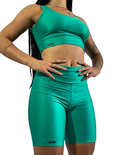 Kit Suplex Fitness Bermuda Cos Alto C/Top Academia K01 Cor:Verde Água;Gênero:Feminino;Tamanho:GG