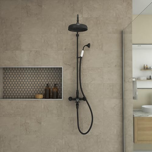 Image of Abbey 10 x 22 Shower Faucet Set with Handshower, Matte Black