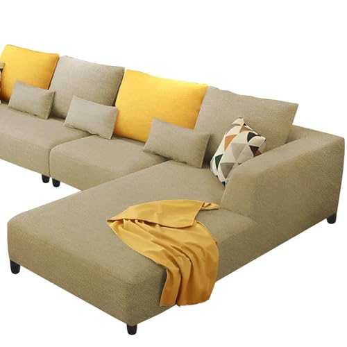 Image of Casaliving Minta RHS 6 Seater L Shape Sofa Set for Living Room (Cream Colour) Premium Fabric Sofa Set for Living Room Sofa