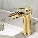Commande à une seule poignée : Le mitigeur de salle de bain Waterfall Gold est doté d’une commande à une seule poignée innovante pour un contrôle facile du débit d’eau chaude et d’eau froide. Son élégant bec cascade ajoute une touche de luxe.