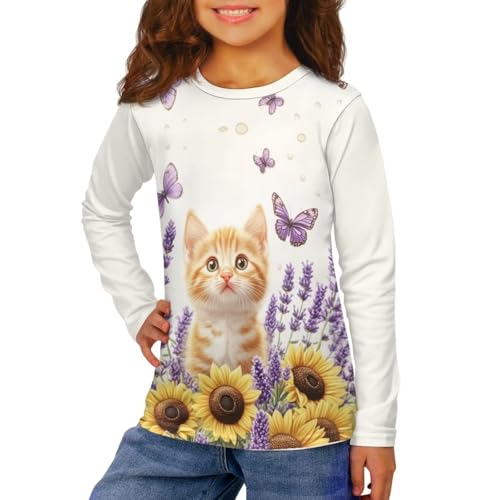 Long Sleeve Shirts for Teen Girls Vintage Crewneck Pullover Tops Fall Winter Outfits Breathable T-shirts Size 3-163