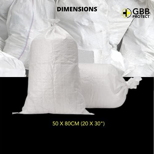 Woven Rubble Builder Sacks, Heavy Duty Builders Bags | White, Polypropylene, 20 x 30/50cm x 75cm | Garden Waste Bags, Large Industrial Sack, Sand Bags (15-Pack)