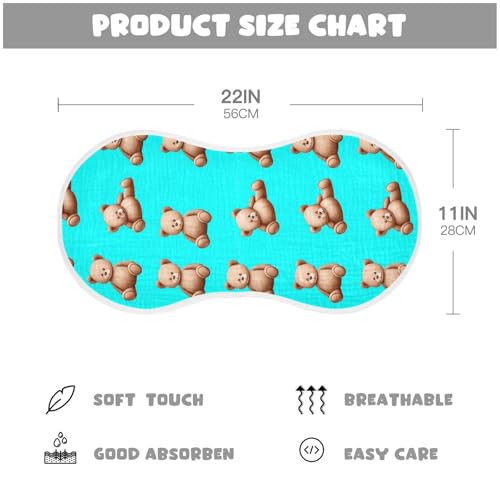 Cartoon Teddy Bear Baby Burp Cloths Cotton Washcloths Absorbent Soft Burping Rags for Baby Girl Boy Muslin Burp Cloths 2 Pack4
