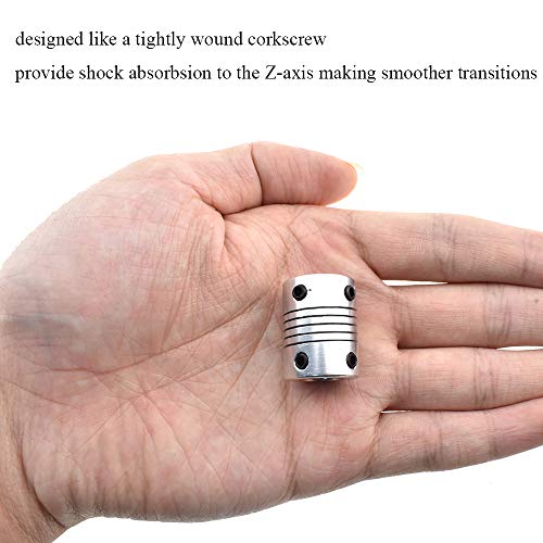 Image of Hahiyo 8mm to 6.3mm Inner Diameter Shaft Couplings Flexible Shock Absorbsion Stretchable Coupler Set Screws Lock Aluminum Alloy 1 Piece Easy Install Multi-Function for 3D Printer Stepper Motor Z-axis