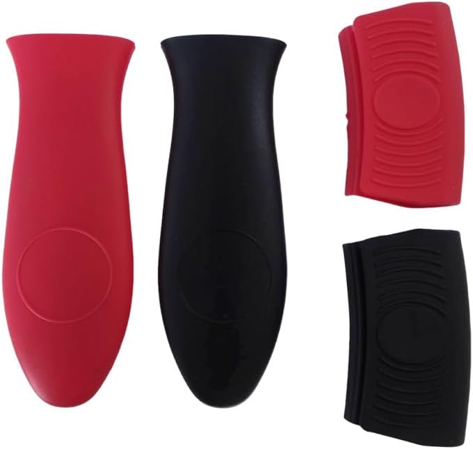 4-Pack Silicone Hot Handle Holders, Heat Resistant Pot Handle Covers & Grips with Non-Slip Design for Cast Iron, Metal, Fry Pan Cookware