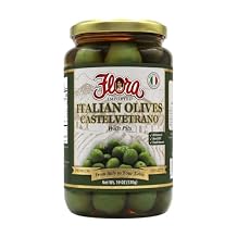 Flora Foods Italian Olives Castelvetrano with Pits | Sicilian Olives | 19 oz 530g | 100% Italian | All Natural | Non GMO | Fresh Harvest