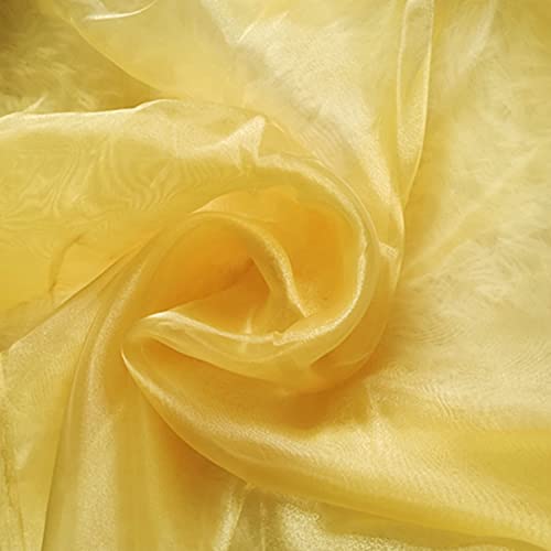 moonfarm 選べる20色 高光沢 オーガンジー 生地 1m×幅150cm 手芸 カラー 無地 布 (黄色)