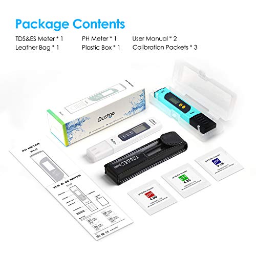 Foto von Dustgo PH Messgerät Pool Tester Wasserqualität Tester pH Meter EC Tester mit LCD Anzeige Digitales PH Wert TDS Messgerät für Trinkwasser Schwimmbad Pools Labor pH TDS EC Temperatur 4 in 1 Set