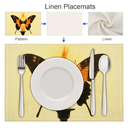 Set de 8 sets de table papillon orange lavables 45x30 cm - 6