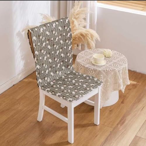 Image of HOMETHREADS Floral Quilted Cotton Chair Cover - Soft, Comfortable Dining Chair Seat Protector with Non-Slip Backing & Strong Elastic Strap for Snug Fit(Green White, Pack of 4)