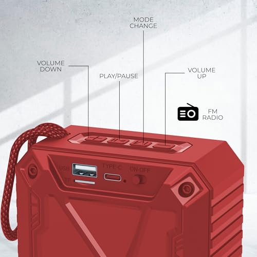 Image of Everyday Portable Bluetooth Speaker - Wireless Shockproof Speaker with Carry Strap, Loud Stereo Sound for Travel & Road Trips