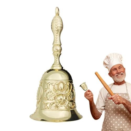 Wezalget Campanas vintage, campana de servicio vintage de metal, campana escolar estética para restaurante, aula, iglesia, decoración de lujo, centro de mesa