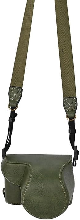 ZV-E10 Case, Handmade PU Leather FullBody Camera Case Bag Cover for Sony Alpha ZV-E10 Bottom Opening Version + Neck Strap (Green) image 2