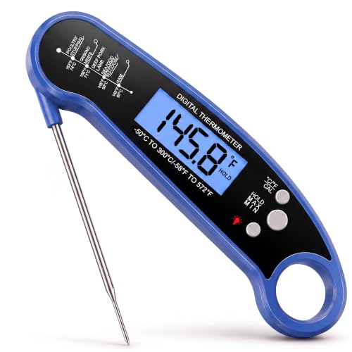 Instant Read Digital Meat Thermometer, Food Thermometer for Cooking, Blue