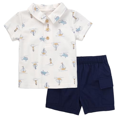 Baby Essentials Baby Boy 2 Piece Short Set – Polo Shirt Cargo Shorts Sailor Outfit Set – Summer...