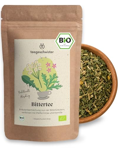 BIO Bittertee | Loser Kräutertee mit Bitterstoffen | Mit Löwenzahn Wermut Schafgarbe und weiteren Bitterkräutern | 100g | teegeschwister