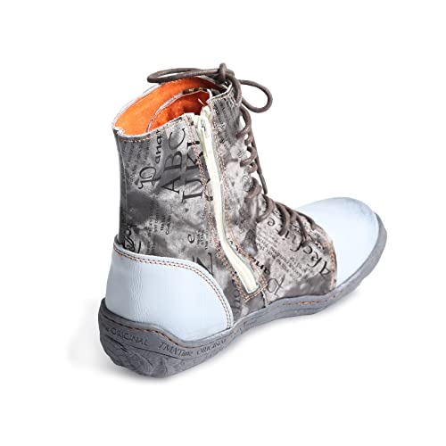 TMA EYES Women's Leather Ankle Boots Lace-Up Patchwork Letter Printing Leather Boots for Women4